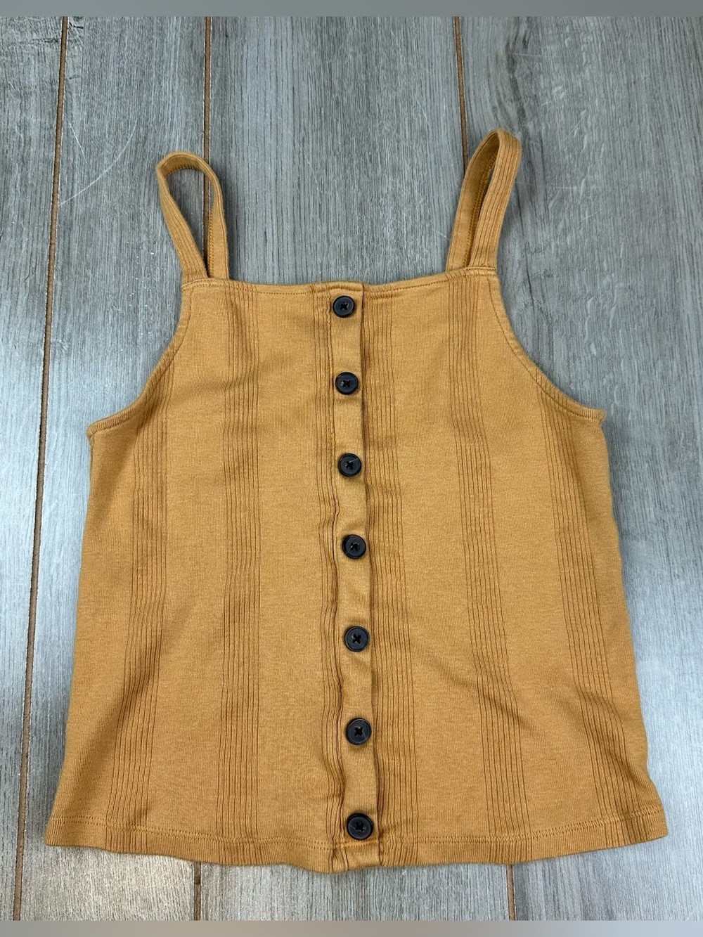 American Eagle Tank Top Womens M Light Brown Tan Faux Buttons Festival